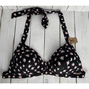 Victoria's Secret Pink Push Up Bikini Halter Black XL 1786